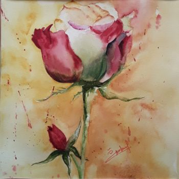 Painting titled "2018-rose-rose.jpg" by Aquarelles D'Ô, Original Artwork