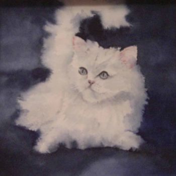 Peinture intitulée "2014-chat-blanc.jpg" par Aquarelles D'Ô, Œuvre d'art originale, Aquarelle