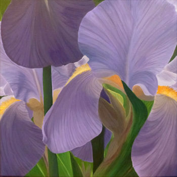 Painting titled "Iris 01" by Odile Faure, Original Artwork, Oil Mounted on Wood Stretcher frame