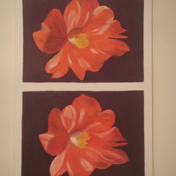 Malerei mit dem Titel "fleur rouge 2009" von Odile Bourel, Original-Kunstwerk