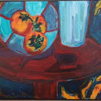 Painting titled "Parfum d'automne" by Odile Degand, Original Artwork, Acrylic Mounted on Wood Stretcher frame