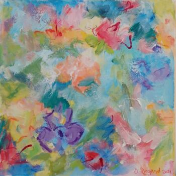 Картина под названием "Floralies 1A" - Odile Degand, Подлинное произведение искусства, Акрил Установлен на Деревянная рама д…