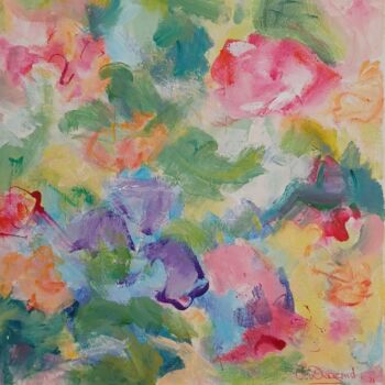 Painting titled "Floralies 3C" by Odile Degand, Original Artwork, Acrylic Mounted on Wood Stretcher frame