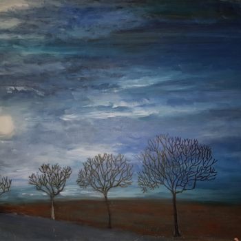 Peinture intitulée "Clair de lune" par Odile Fine, Œuvre d'art originale