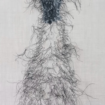 Arte textil titulada "Berthe" por Odile Guichard, Obra de arte original, Bordado Montado en Bastidor de camilla de madera