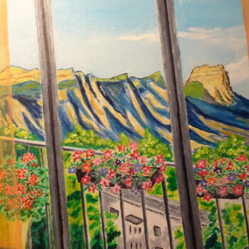 Pintura intitulada "vallée de Grenoble" por Odile Joguin, Obras de arte originais, Óleo Montado em Cartão