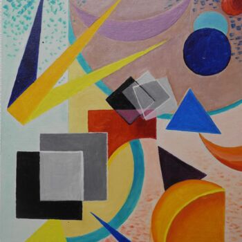 Peinture intitulée "formes géométriques" par Odile Joguin, Œuvre d'art originale, Huile Monté sur Carton