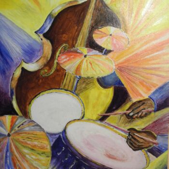 Pintura intitulada "jazz" por Odile Joguin, Obras de arte originais, Óleo Montado em Cartão