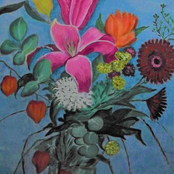 Peinture intitulée "bouquet" par Odile Joguin, Œuvre d'art originale, Huile Monté sur Châssis en bois
