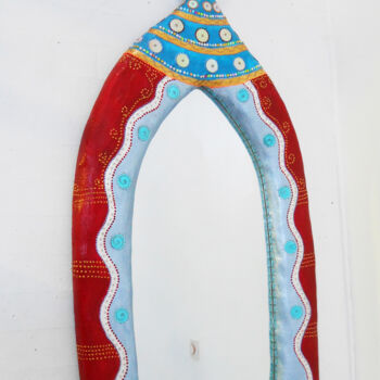 Design intitulée "miroir mosaïque sur…" par Odile Maffone, Œuvre d'art originale, Mosaïque Monté sur Panneau de bois