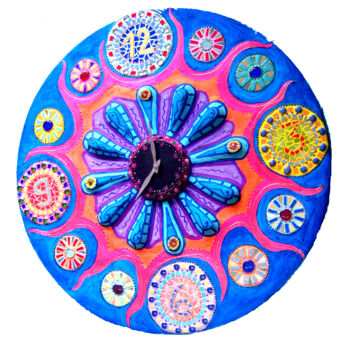 Design intitulada "Horloge"Fleur de Ch…" por Odile Maffone, Obras de arte originais, Mosaico