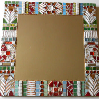 Design intitulée "miroir mosaïque "Ir…" par Odile Maffone, Œuvre d'art originale, Mosaïque Monté sur Panneau de bois
