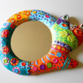 Design titled "miroir mosaïque et…" by Odile Maffone, Original Artwork, Mosaic Mounted on Wood Panel