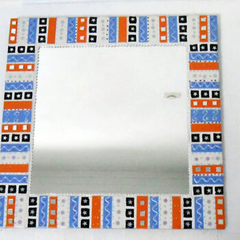 제목이 "miroir carré mosaïq…"인 디자인 Odile Maffone로, 원작, 모자이크 목재 패널에 장착됨