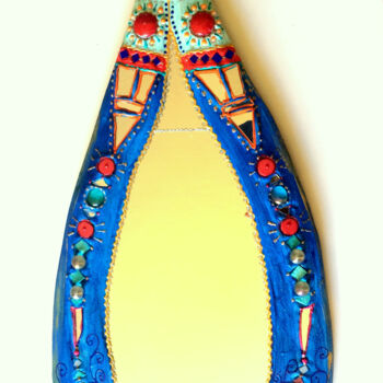 设计 标题为“miroir bleu en poin…” 由Odile Maffone, 原创艺术品, 丙烯 安装在木板上