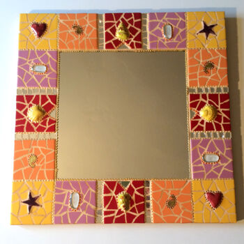 Design intitolato "miroir mural carré…" da Odile Maffone, Opera d'arte originale, Mosaico