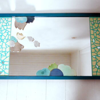 Design intitulée "miroir mosaïque "fl…" par Odile Maffone, Œuvre d'art originale, Mosaïque