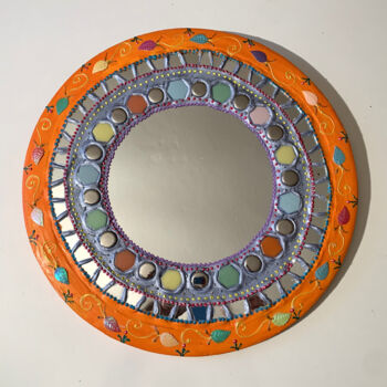 Design getiteld "miroir mosaïque ron…" door Odile Maffone, Origineel Kunstwerk, Mozaïek Gemonteerd op Houten paneel