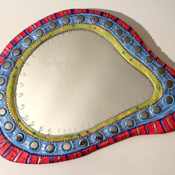 Design titled "miroir mosaïque -pe…" by Odile Maffone, Original Artwork, Accessories Mounted on Wood Panel