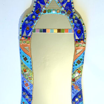 Design intitolato "miroir mural indien…" da Odile Maffone, Opera d'arte originale, Mosaico Montato su Pannello di legno