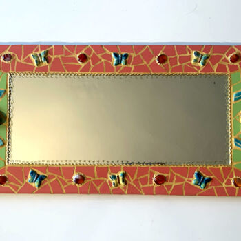 Design intitulée "miroir mosaïque mur…" par Odile Maffone, Œuvre d'art originale, Mosaïque Monté sur Panneau de bois