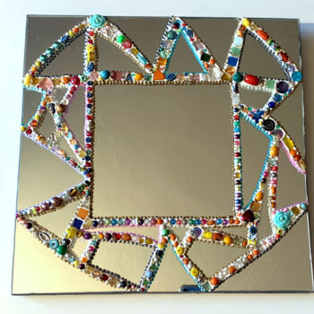 제목이 "miroir mosaïque mir…"인 디자인 Odile Maffone로, 원작, 모자이크 목재 패널에 장착됨