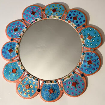 Design intitolato "miroir décoration m…" da Odile Maffone, Opera d'arte originale, Accessori Montato su Pannello di legno