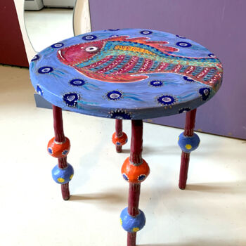 Design intitulée "tabouret table vint…" par Odile Maffone, Œuvre d'art originale, Meuble