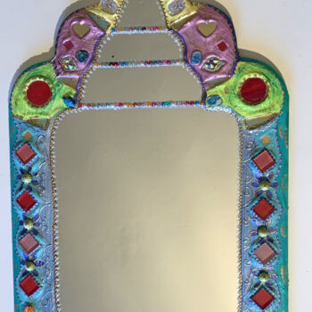 Design getiteld "miroir style indien…" door Odile Maffone, Origineel Kunstwerk, Mozaïek Gemonteerd op Houten paneel