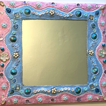 Painting titled "miroirs mosaïque et…" by Odile Maffone, Original Artwork, Acrylic Mounted on Wood Panel