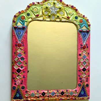 Painting titled "miroir style style…" by Odile Maffone, Original Artwork, Accessories Mounted on Wood Panel