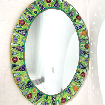 "miroir ovale mosaïq…" başlıklı Design Odile Maffone tarafından, Orijinal sanat, Mozaik Ahşap panel üzerine monte edilmiş