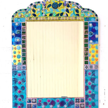 Design titled "miroir mosaïque "As…" by Odile Maffone, Original Artwork, Mosaic Mounted on Wood Panel