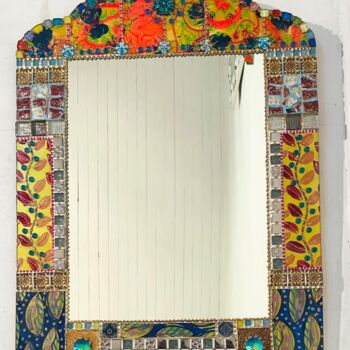 Design getiteld "miroir mosaïque "As…" door Odile Maffone, Origineel Kunstwerk, Glas Gemonteerd op Houten paneel