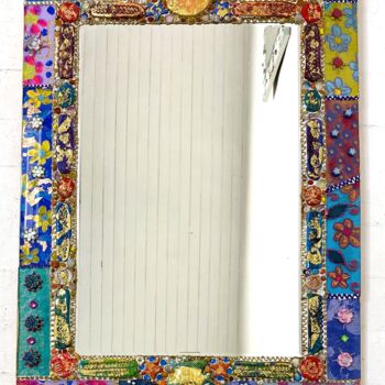 Design titled "miroir mosaïque de…" by Odile Maffone, Original Artwork, Mosaic Mounted on Wood Panel