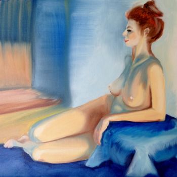 Painting titled "Evelyne" by Odile Schneider, Original Artwork, Oil