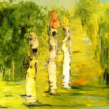 Painting titled "les 3 graces africa…" by Odile Tachoires, Original Artwork, Oil