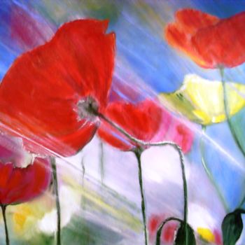 Painting titled "coquelicots  (origi…" by Odile Tachoires, Original Artwork, Oil