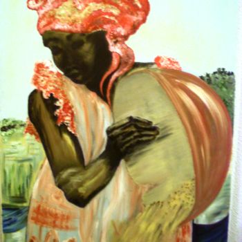 Painting titled "belle africaine" by Odile Tachoires, Original Artwork, Acrylic