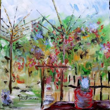Painting titled "Fête au jardin.   "…" by Odile Tachoires, Original Artwork, Acrylic