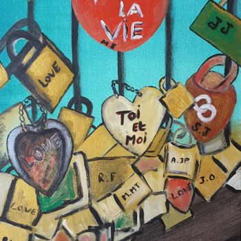 Painting titled "Pont des Arts   "or…" by Odile Tachoires, Original Artwork, Acrylic