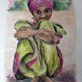 Painting titled "Enfant d'Afrique" by Ode, Original Artwork