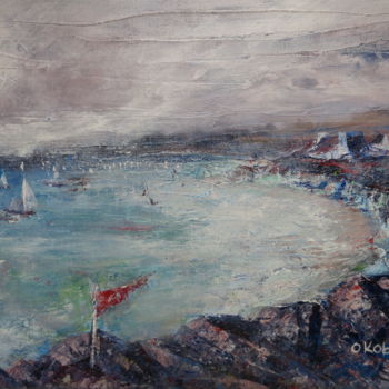 Painting titled "Vent sur la baie" by Odile Kober, Original Artwork, Oil