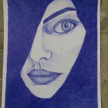 Drawing titled "Portrait de femme" by Odile-L, Original Artwork, Other