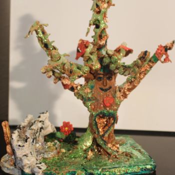 Sculpture intitulée "Magic tree" par Rivka, Œuvre d'art originale, Collages