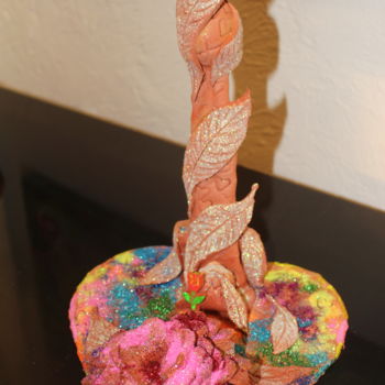 Sculpture titled "two hearts one soul" by Rivka, Original Artwork, Clay
