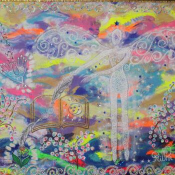 Malerei mit dem Titel "This angel within us" von Rivka, Original-Kunstwerk, Acryl