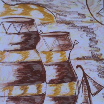 Malerei mit dem Titel "Rythme d'Afrique" von Odilon, Original-Kunstwerk, Pastell