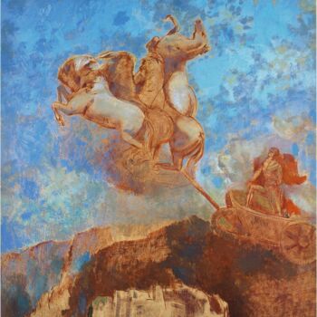 Schilderij getiteld "Le char d'Apollon" door Odilon Redon, Origineel Kunstwerk, Olie