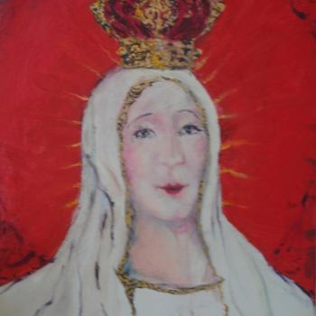 Schilderij getiteld "Nsa Sra de Fátima" door Odilon Cavalcanti, Origineel Kunstwerk